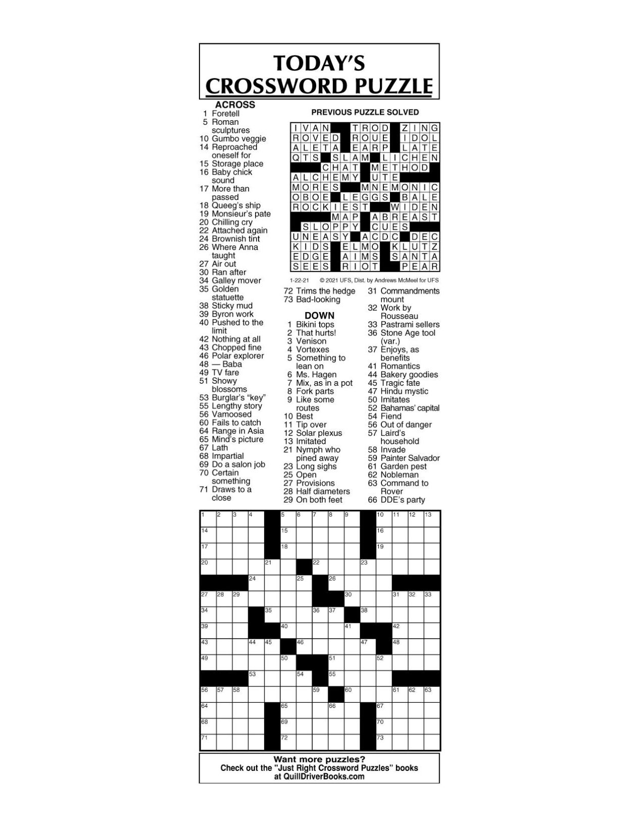 Crossword By McMeel 1 22 Messenger inquirer Crossword By McMeel 1 22 Messenger inquirer