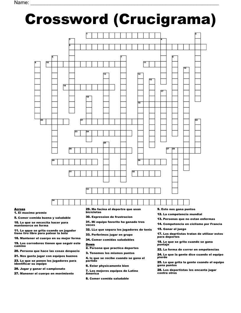 Crossword Crucigrama WordMint