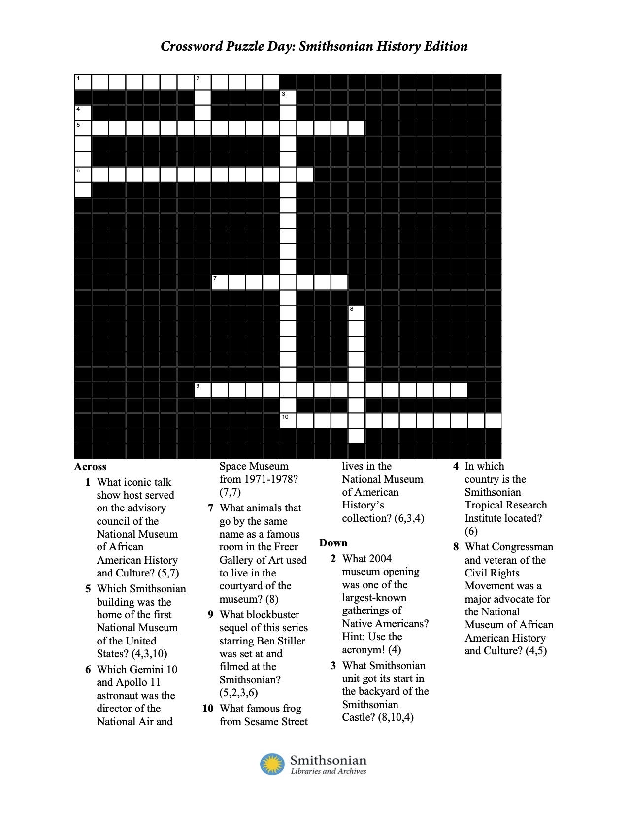 American History Crossword Puzzle Printable