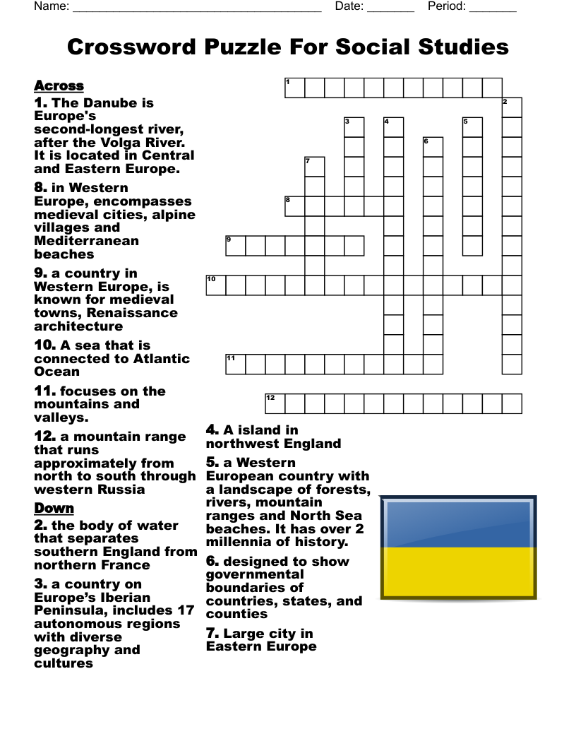 Crossword Puzzle For Social Studies WordMint