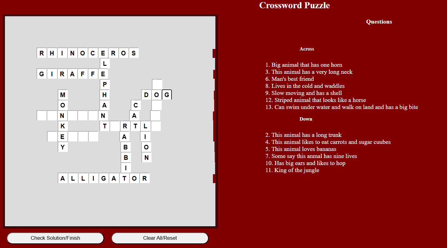 Crossword Puzzle Game Using HTML U0026 CSS In JavaScript With Source Code SourceCodester