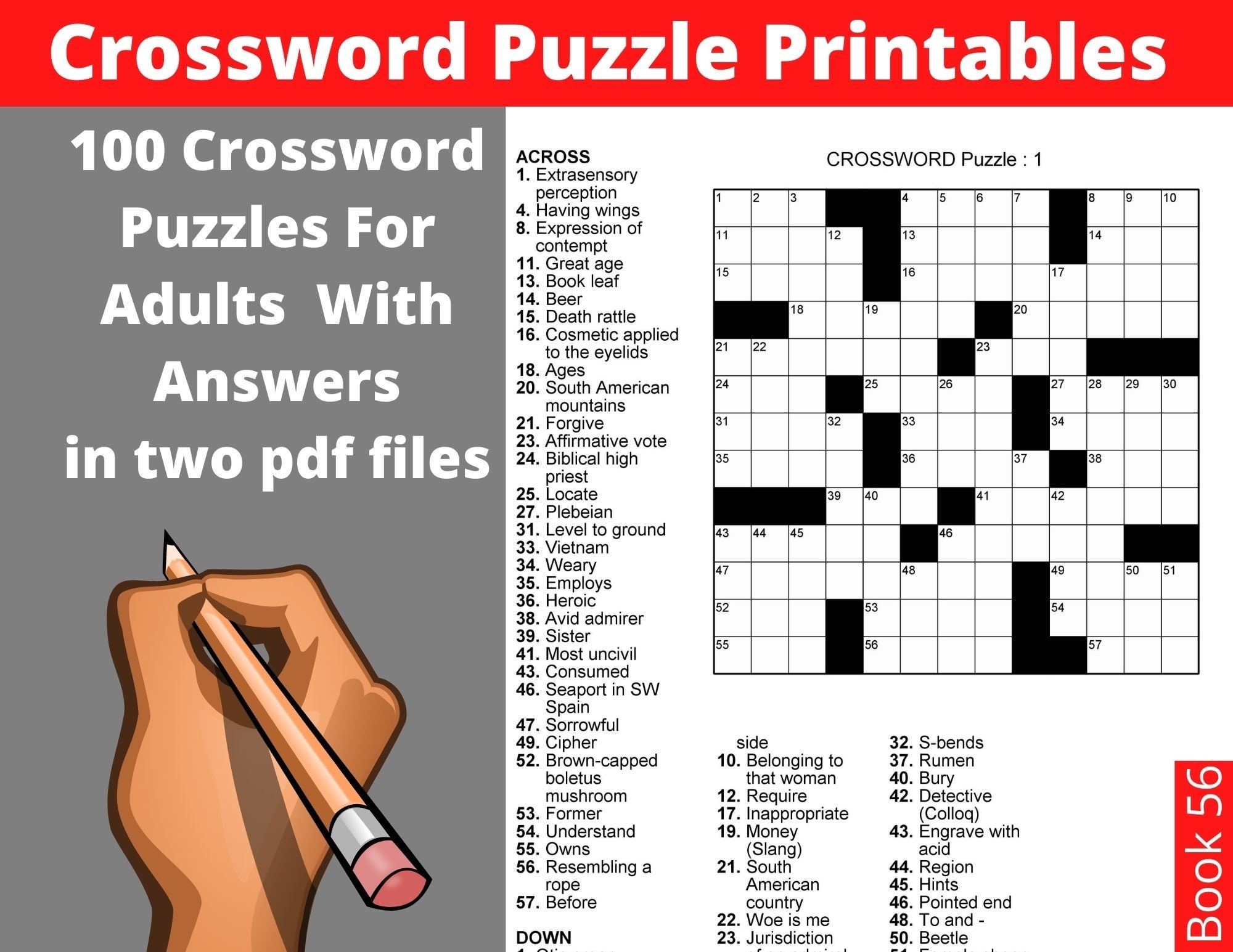 Crossword Puzzle Worksheets For Adults