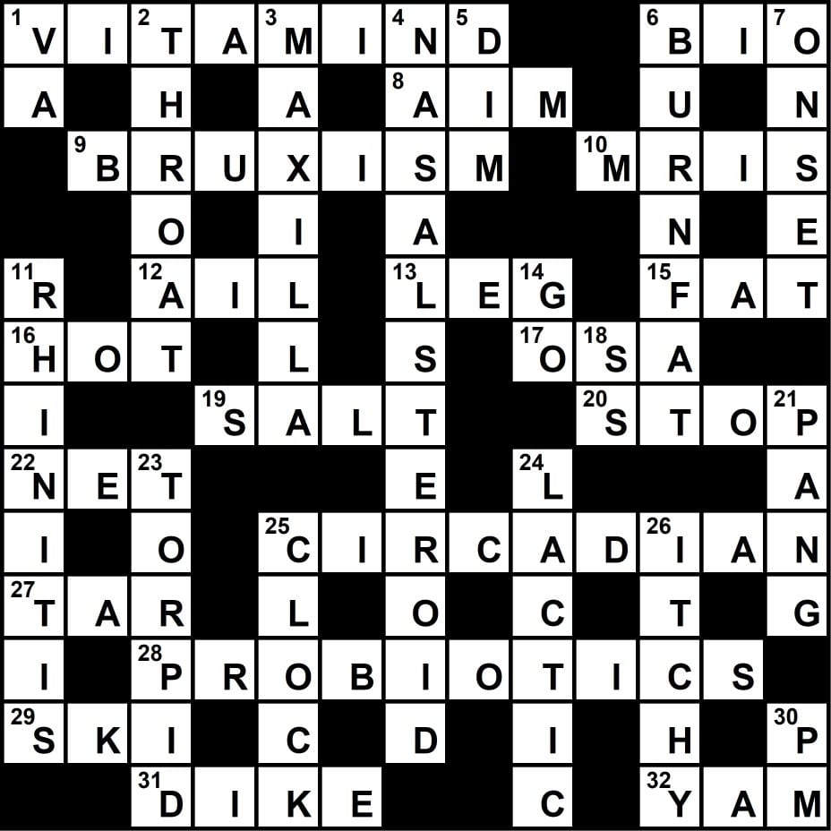 Crossword Puzzle Sleep Medicine Themed Clues January 2018 