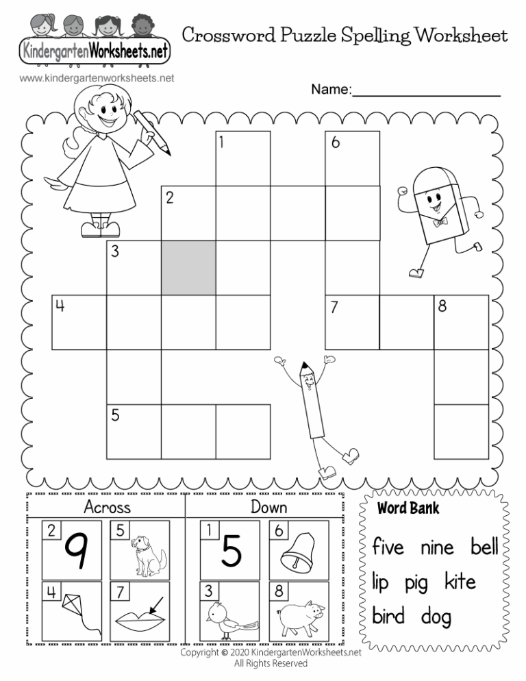 Crossword Puzzle Spelling Worksheet Free Printable Digital U0026 PDF