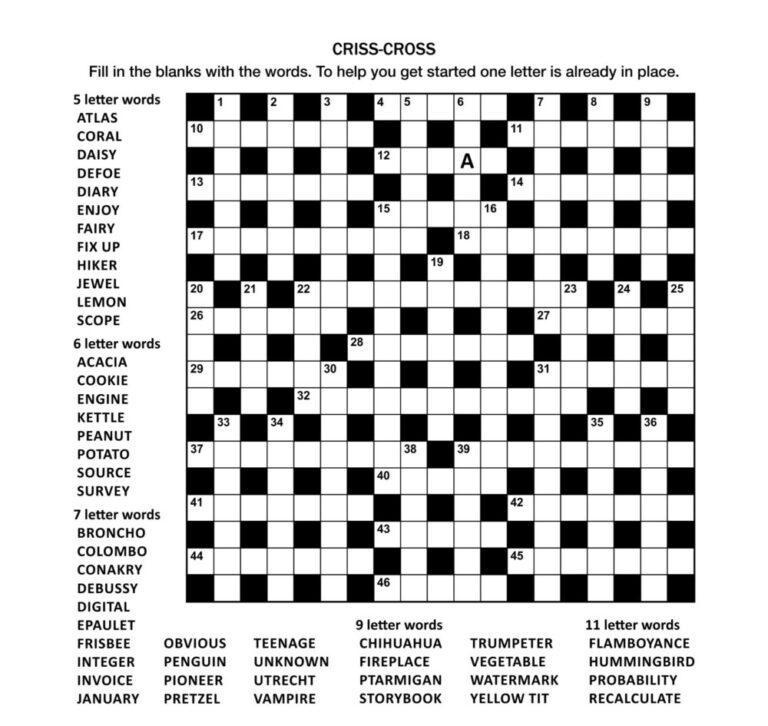 Crossword Puzzles Worksheets Library
