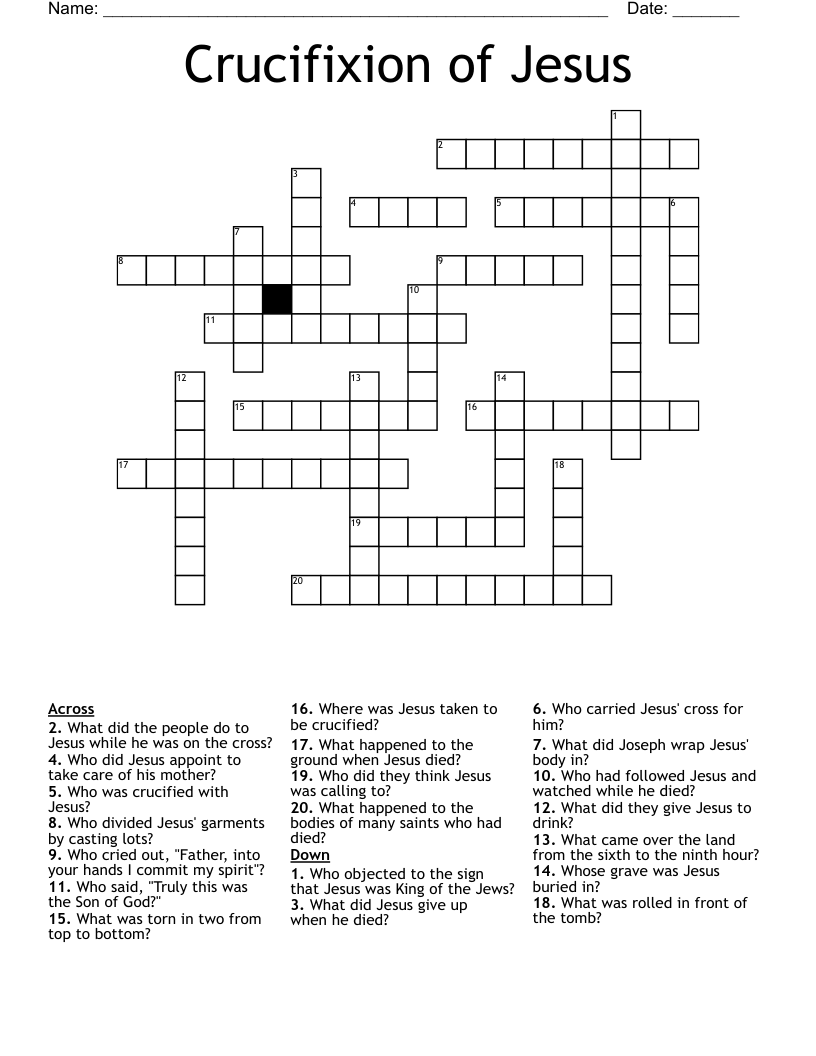 Crucifixion Of Jesus Crossword WordMint
