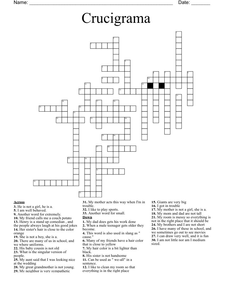 Crucigrama Crossword WordMint