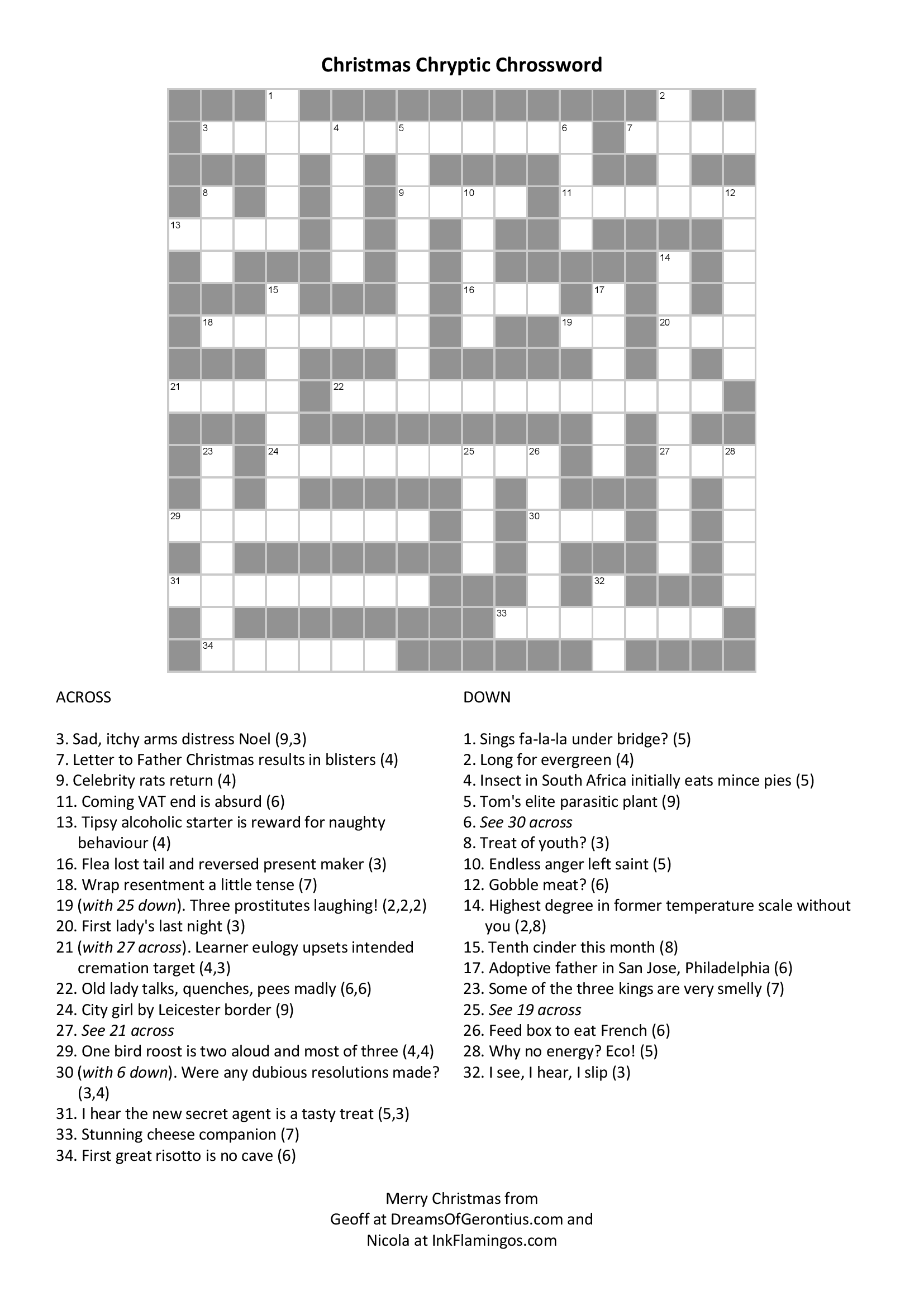 Printable Cryptic Crossword Puzzles Free