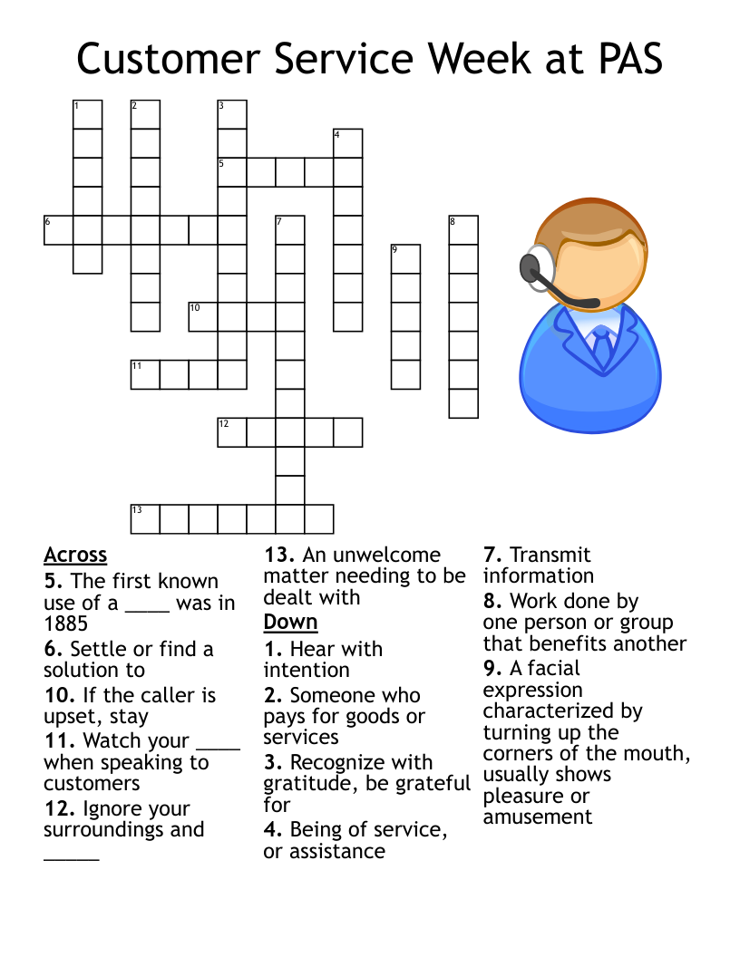 Customer Service Week At PAS Crossword WordMint