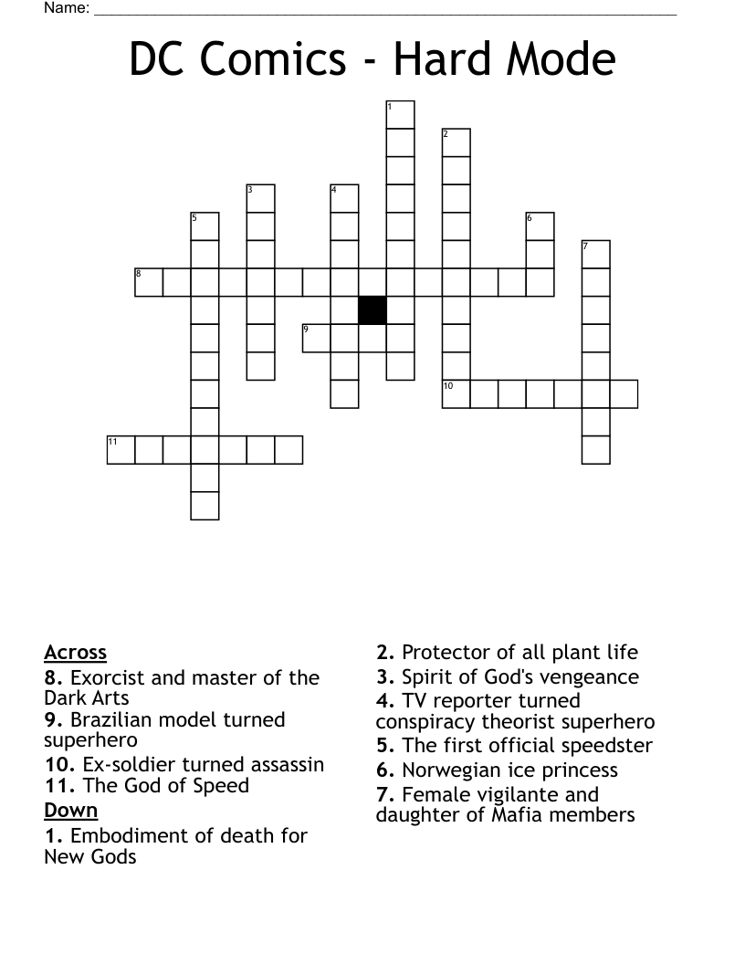 DC Comics Hard Mode Crossword WordMint