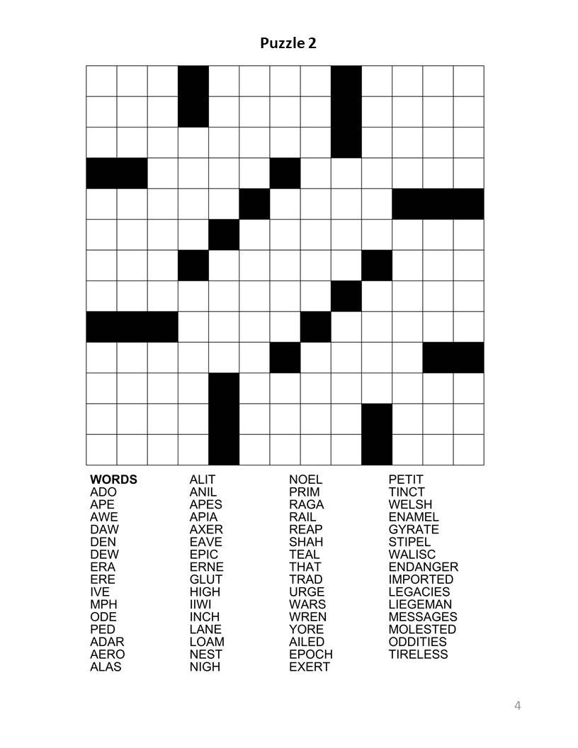 Digital Download 100 Printable Fill in Crossword Puzzles For Adults Large Print Easy To Read Word Fillin Games With Solutions Etsy Australia