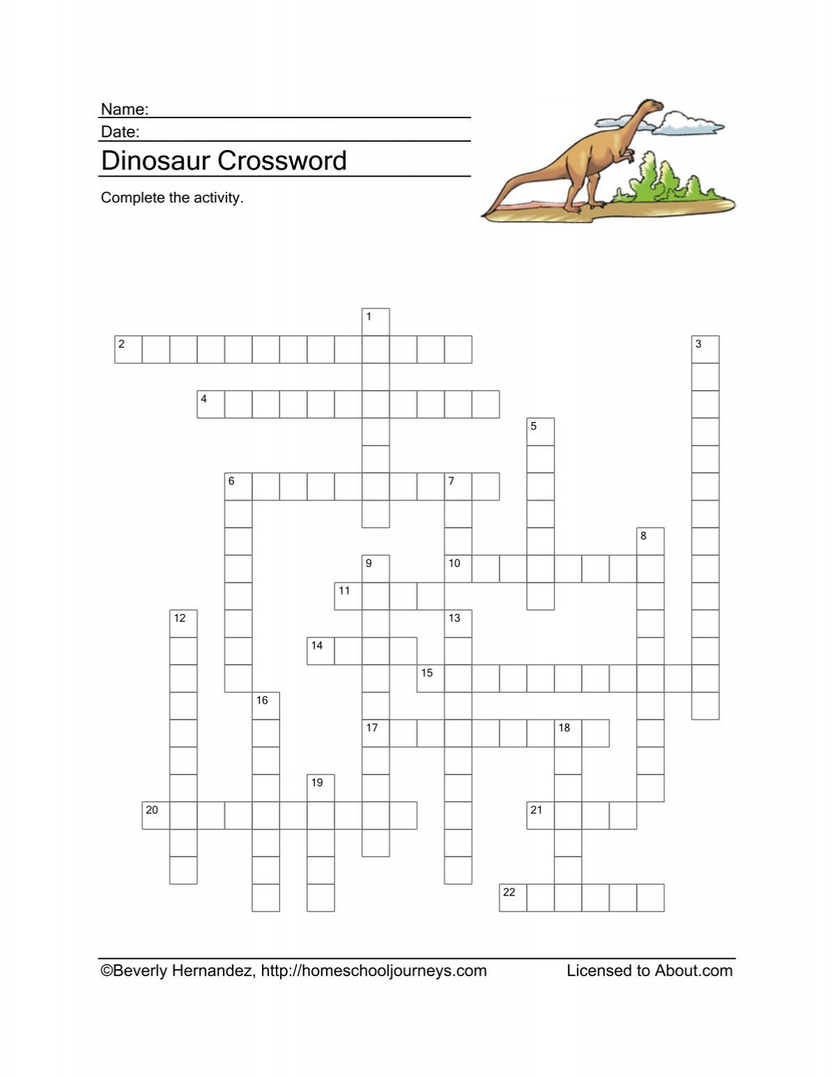 Dinosaur Crossword Puzzle Homeschooling About