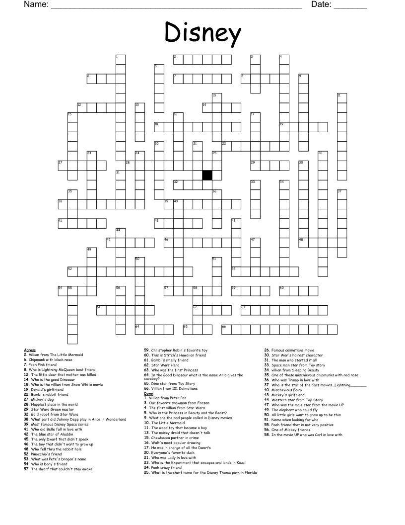 Themed Printable Crossword Puzzles