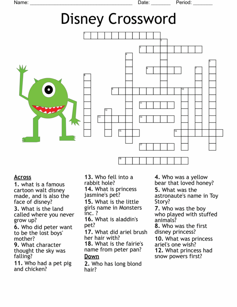 Disney Crossword WordMint