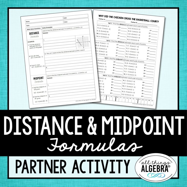 Distance Formula And Midpoint Formula Notes U0026 Riddle Activity