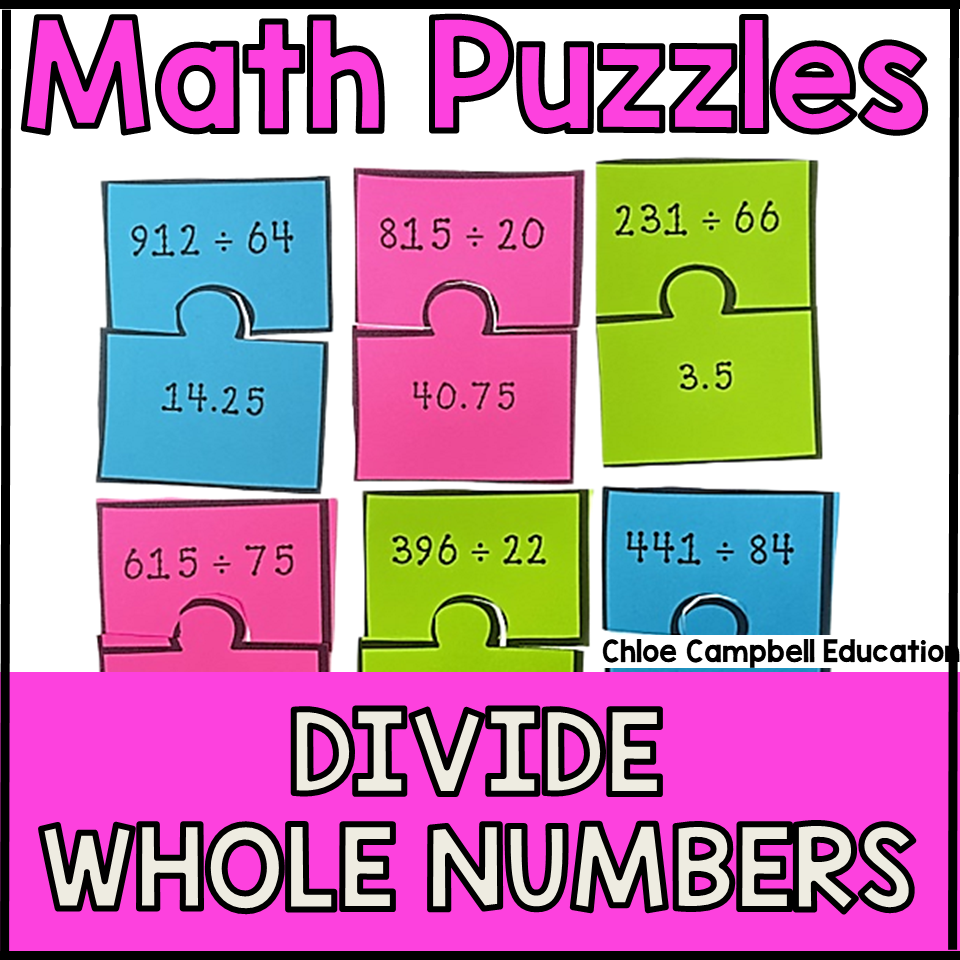 Dividing Whole Numbers By 2 Digit Numbers Long Division Math Puzzle Activity