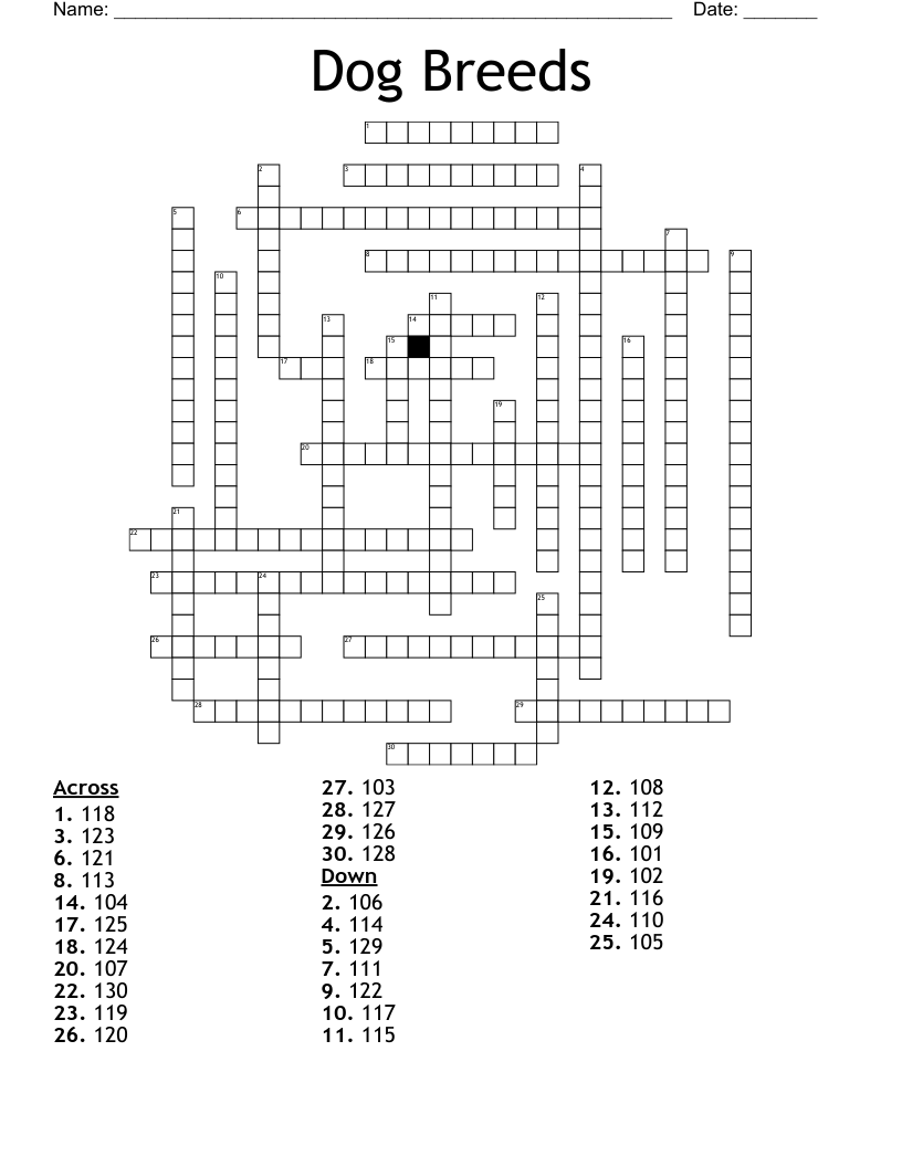 Dog Breeds Crossword WordMint Dog Breeds Crossword WordMint