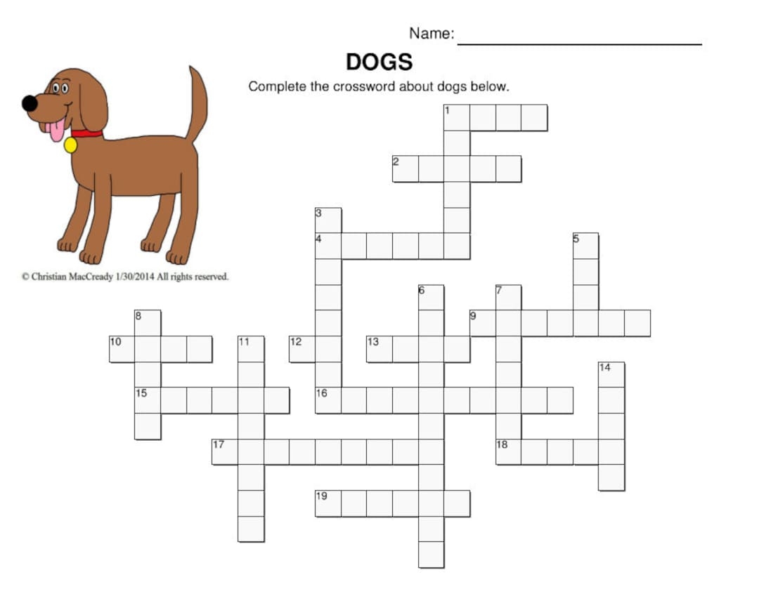 Dogs Crossword Puzzles Etsy Dogs Crossword Puzzles Etsy