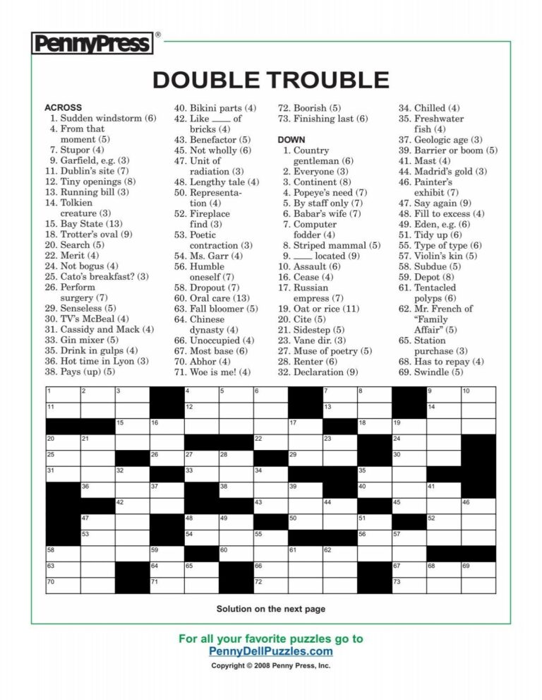 Double Trouble PennyDellPuzzles