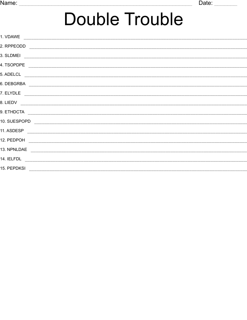 Double Trouble Word Scramble WordMint
