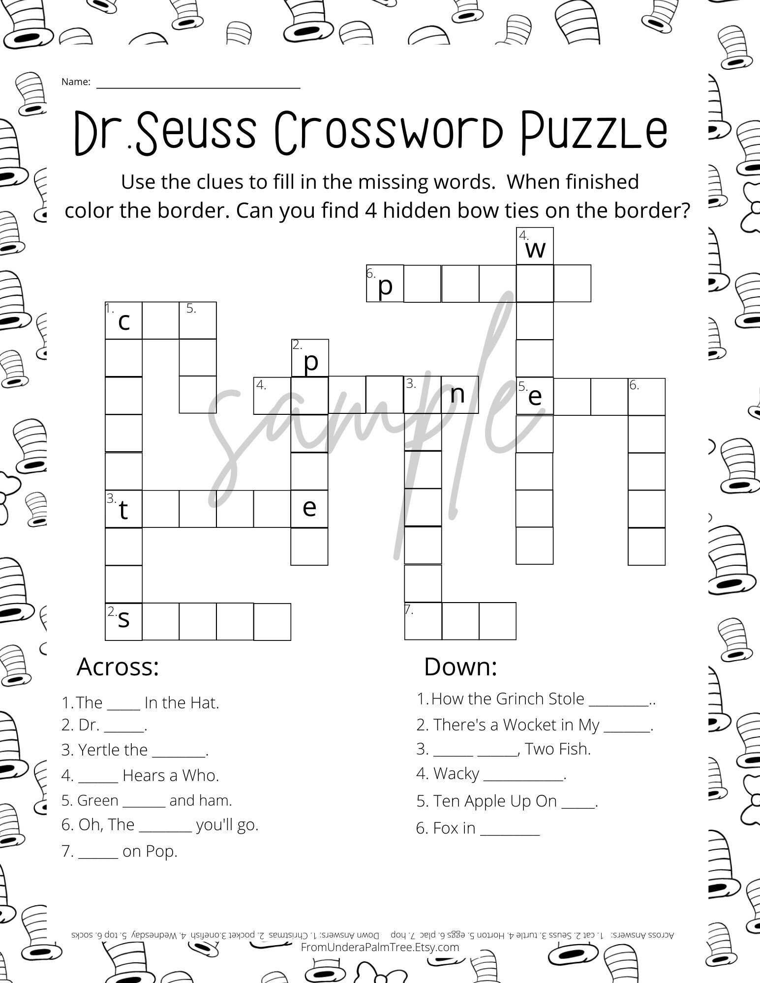 Dr Seuss Word Search dr Seuss Character word Search seuss Crossword Worksheets digital Downloads teacher Resources kids Worksheets printable Etsy