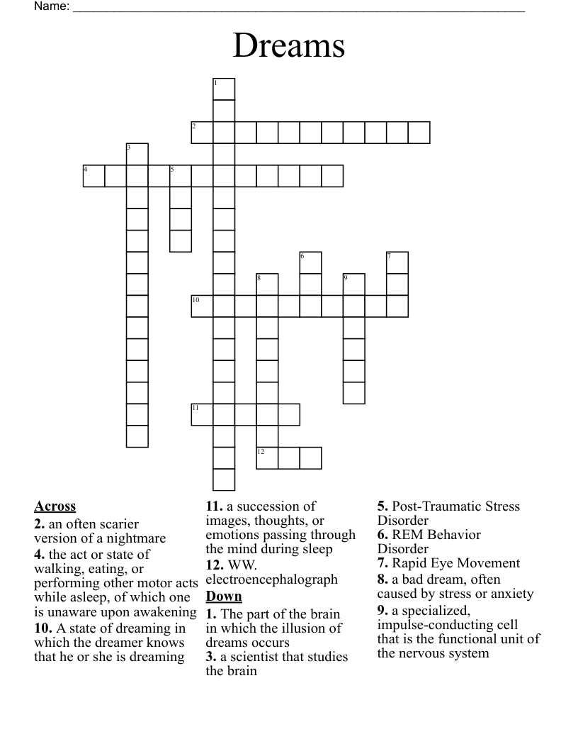 Dreams Crossword WordMint