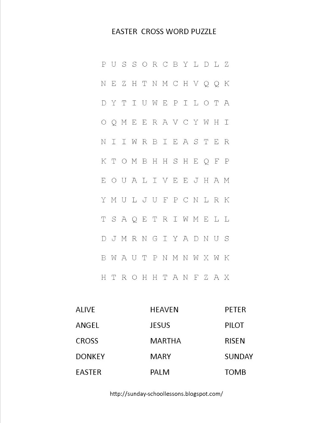 Easter Cross Word Puzzle Sunday School Activities Sunday School Lessons Of Plenty Easter Cross Word Puzzle Sunday School Activities Sunday School Lessons Of Plenty
