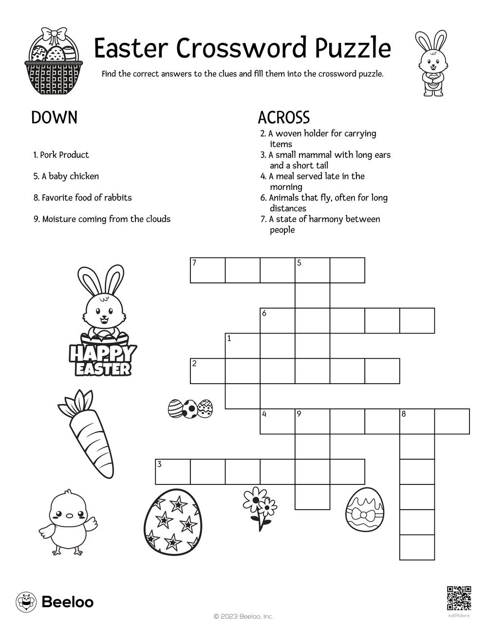 Easter Crossword Puzzle Beeloo Printable Crafts And Activities 