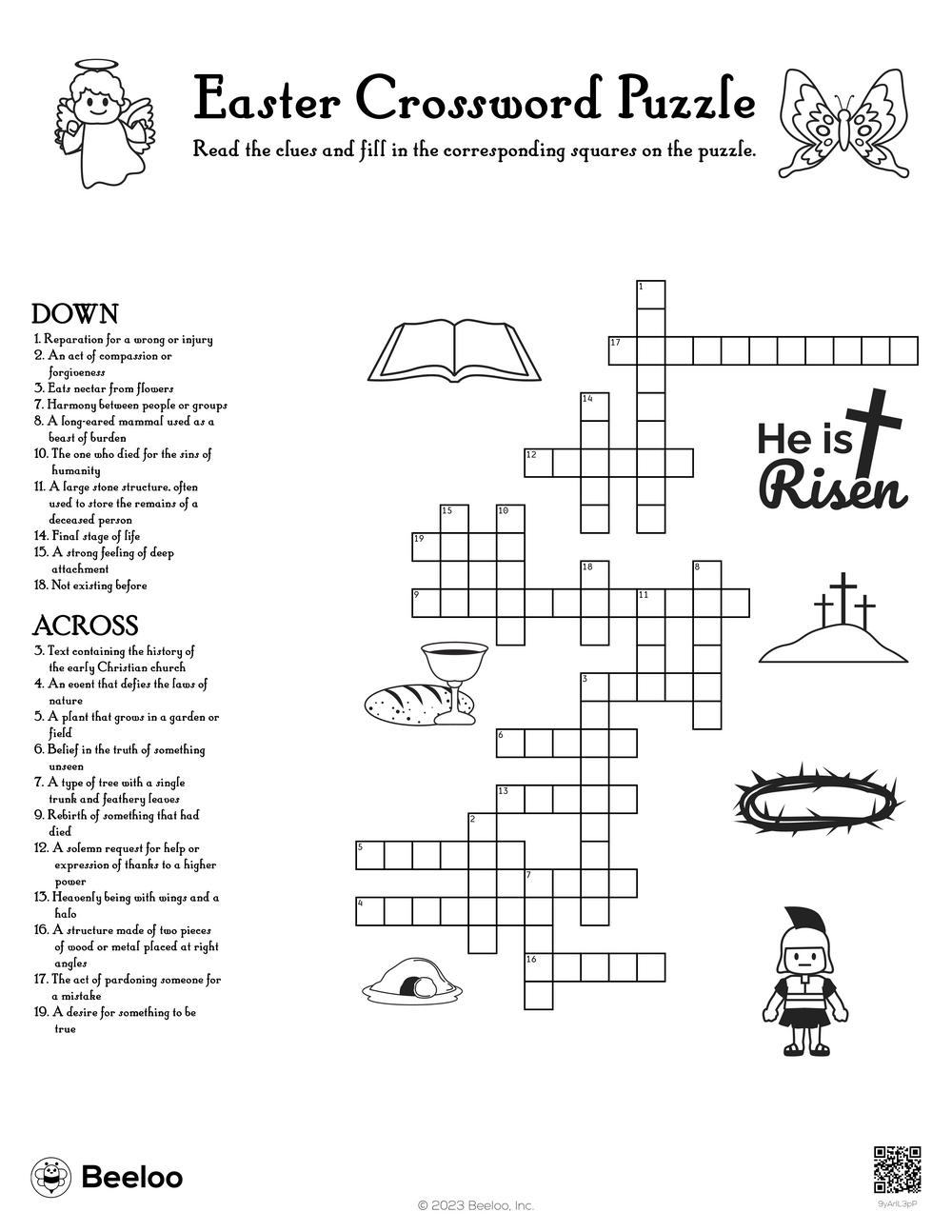 Easter themed Crossword Puzzles Beeloo Printable Crafts And 
