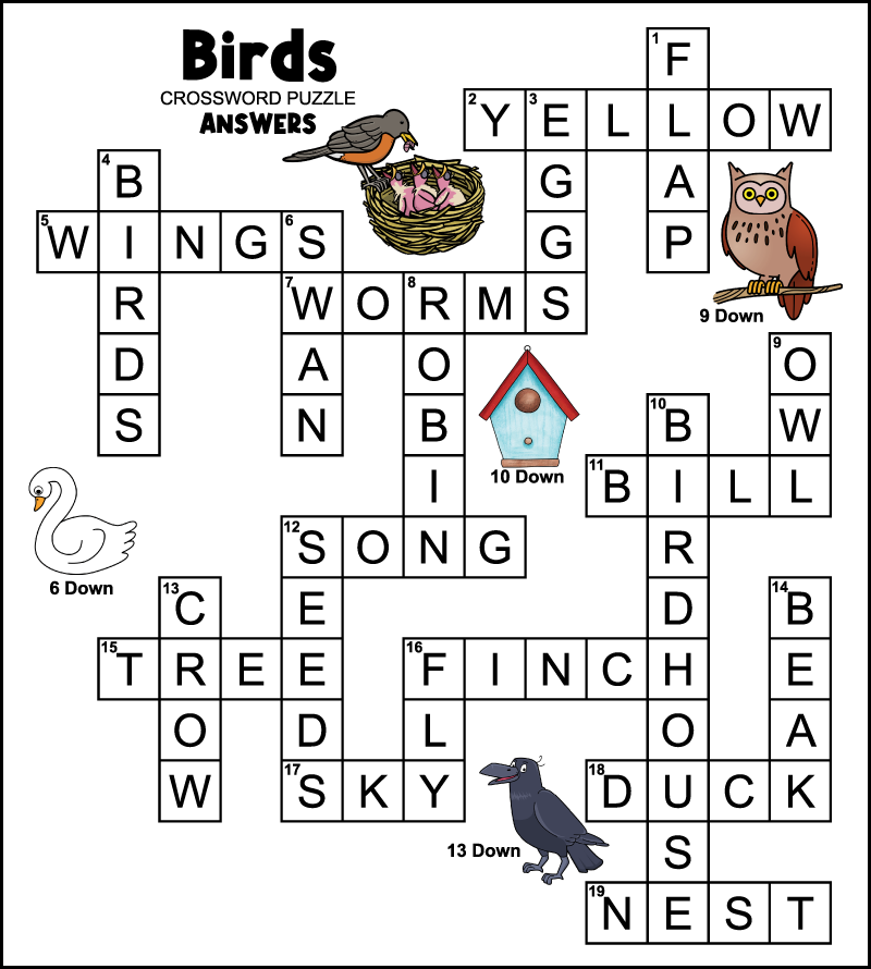 Easy Bird Crossword Tree Valley Academy