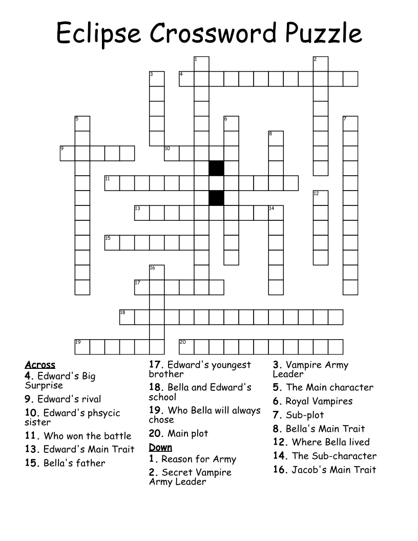 Eclipse Crossword Puzzle WordMint