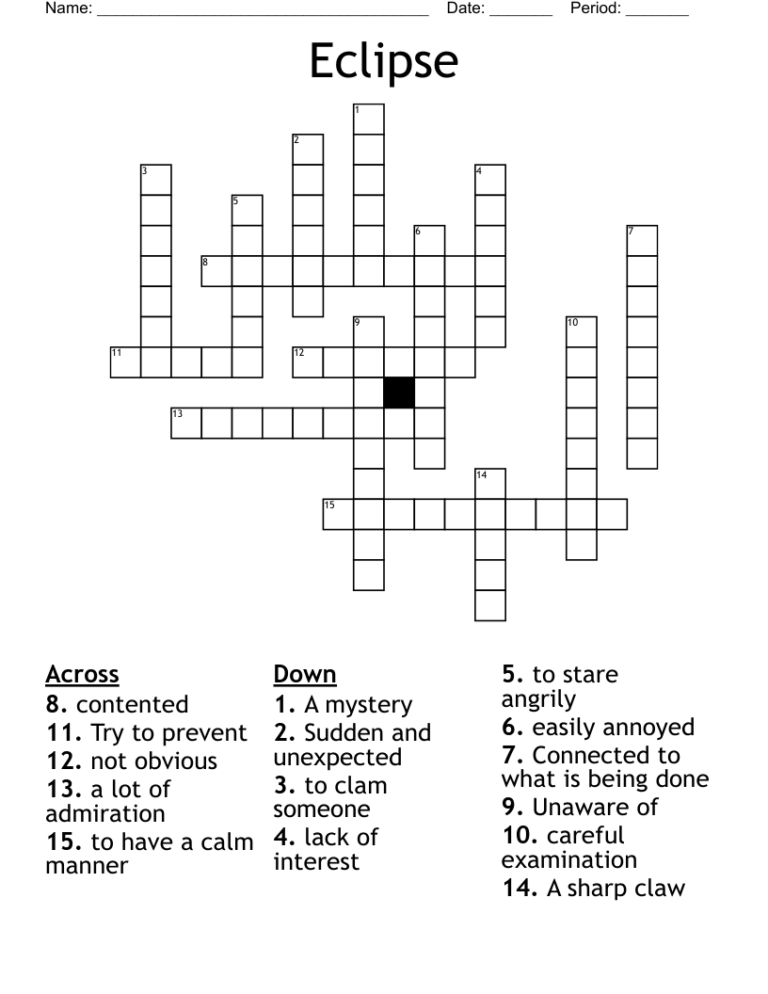 Eclipse Crossword WordMint