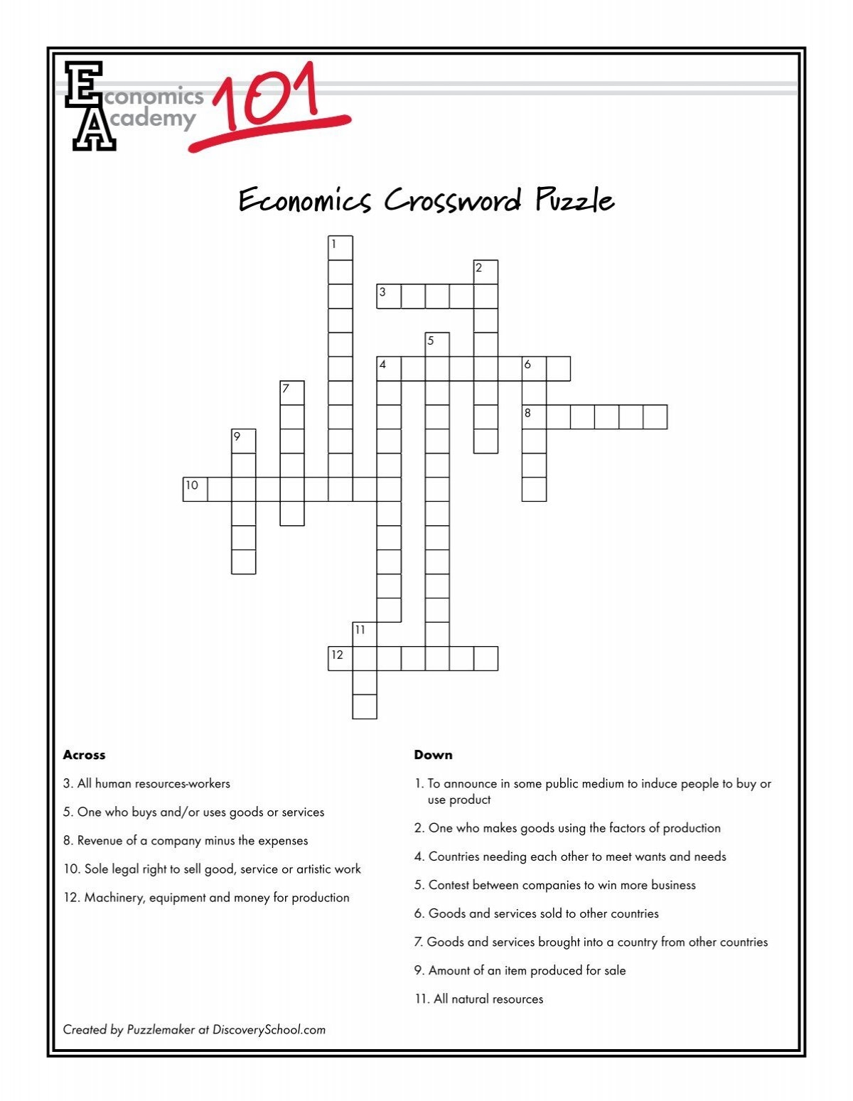 Economics Crossword Puzzle Western Reserve Public Media