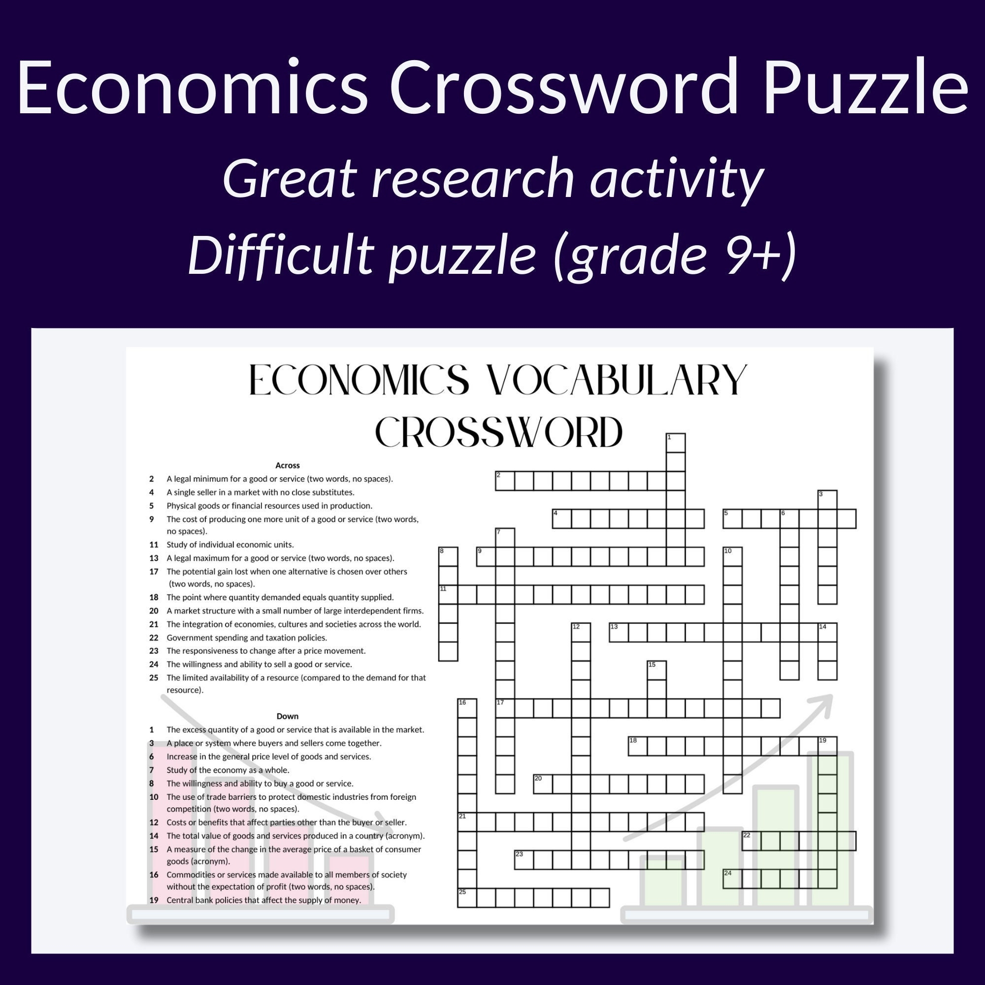 Economics Vocabulary Crossword Puzzle microeconomics And 
