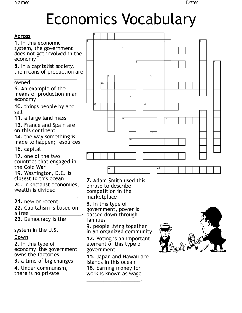 Economics Vocabulary Crossword WordMint