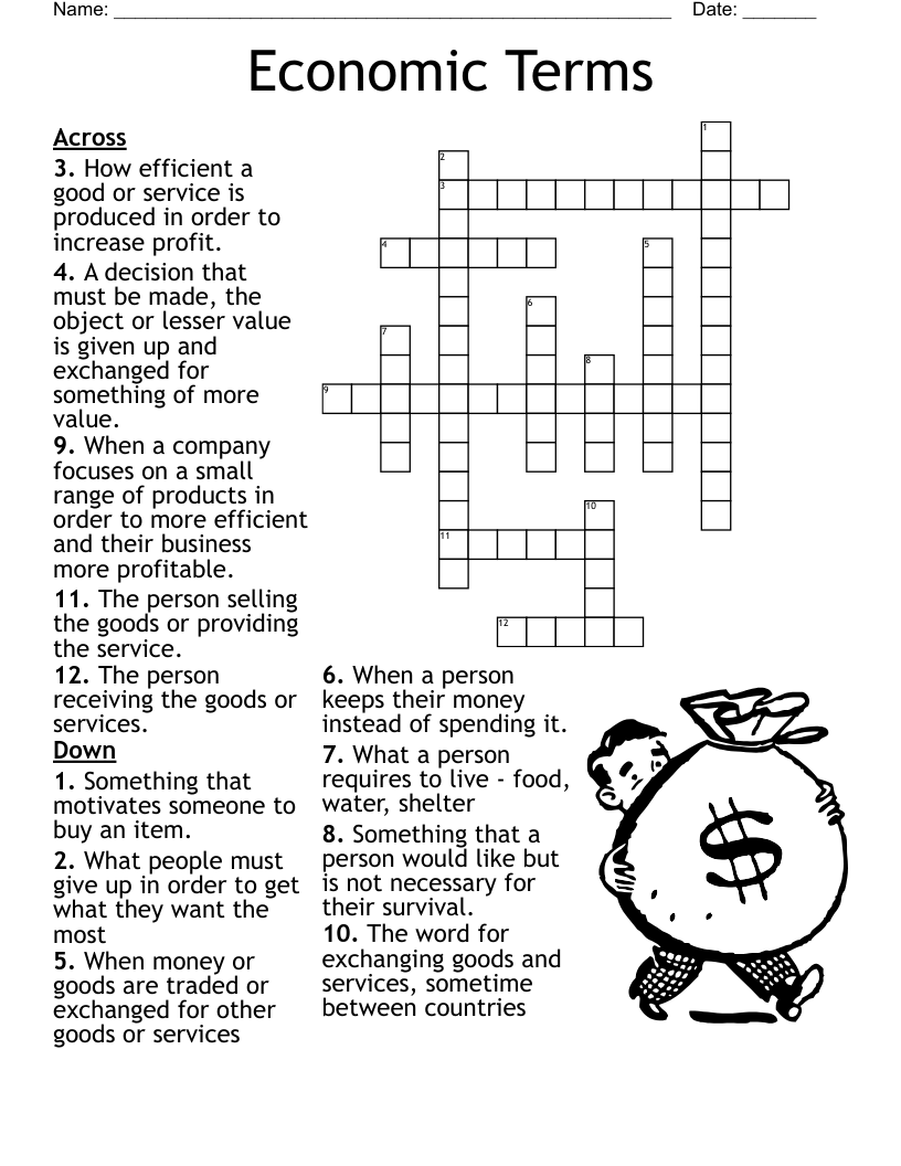 Economics Worksheet Crossword WordMint
