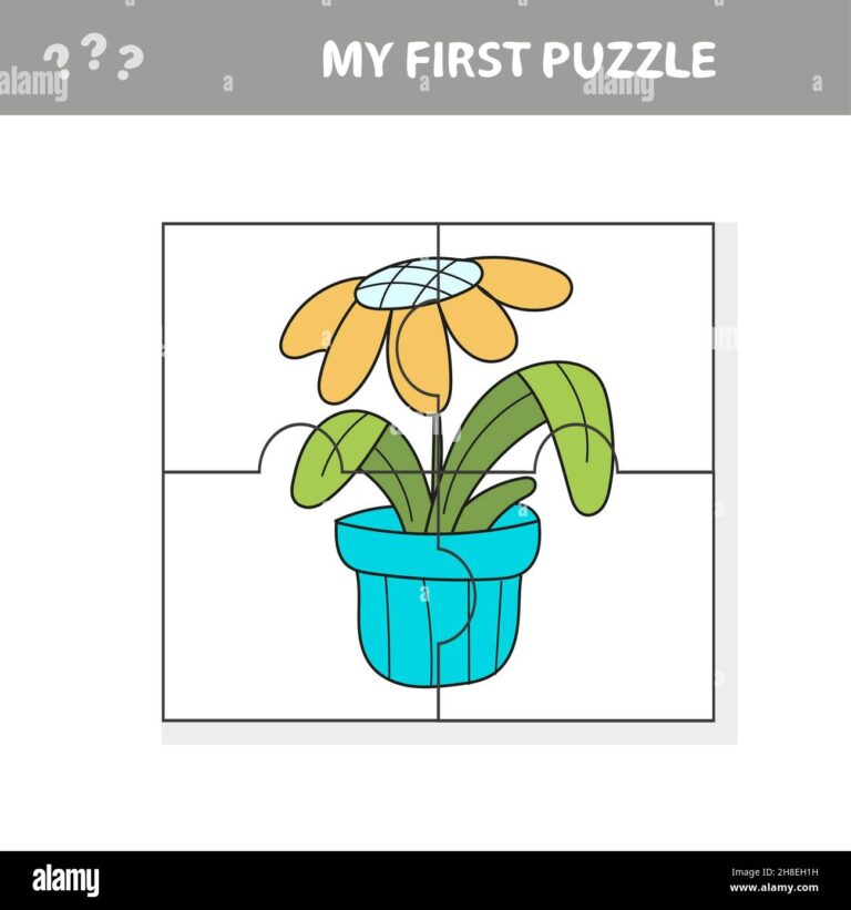 Education Paper Game For Children Flowers In A Pot Jigsaw Puzzle