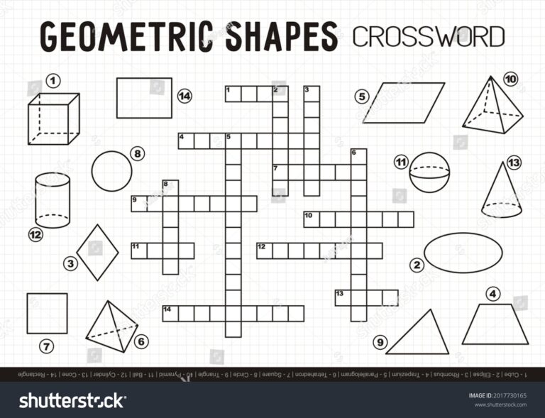 Educational Crossword Various Geometric Shapes Figures Stock Vector Royalty Free 2017730165 Shutterstock