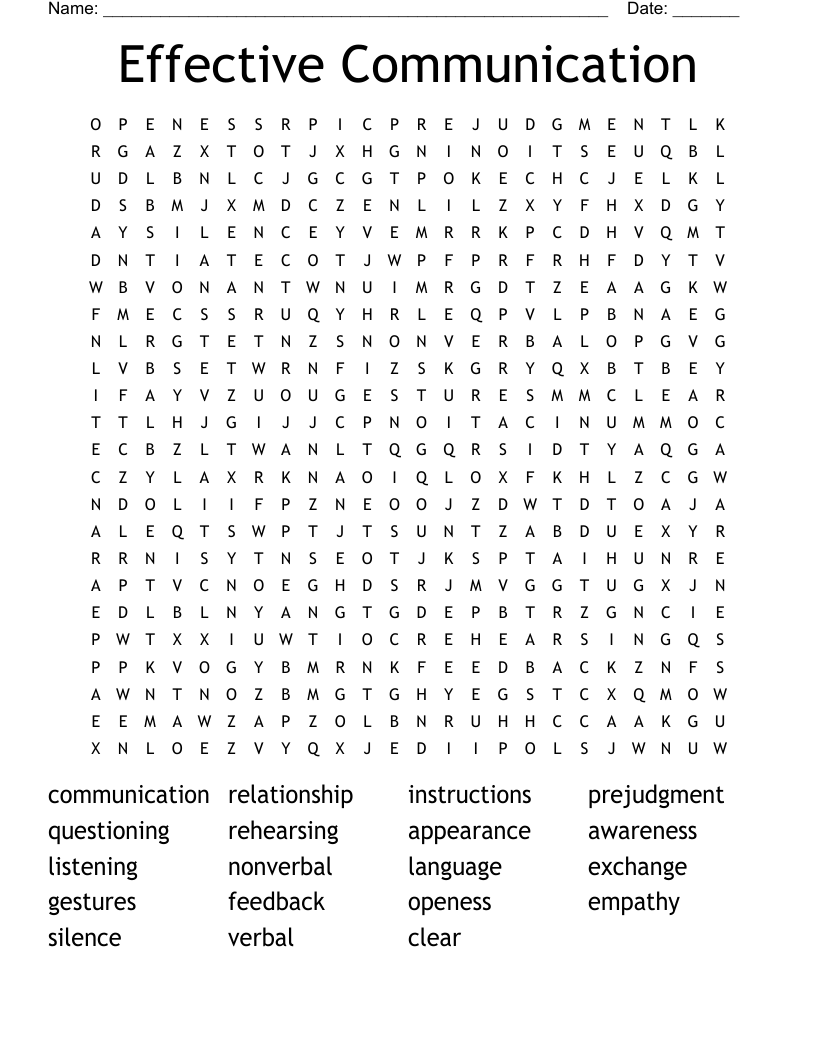 Effective Communication Word Search WordMint