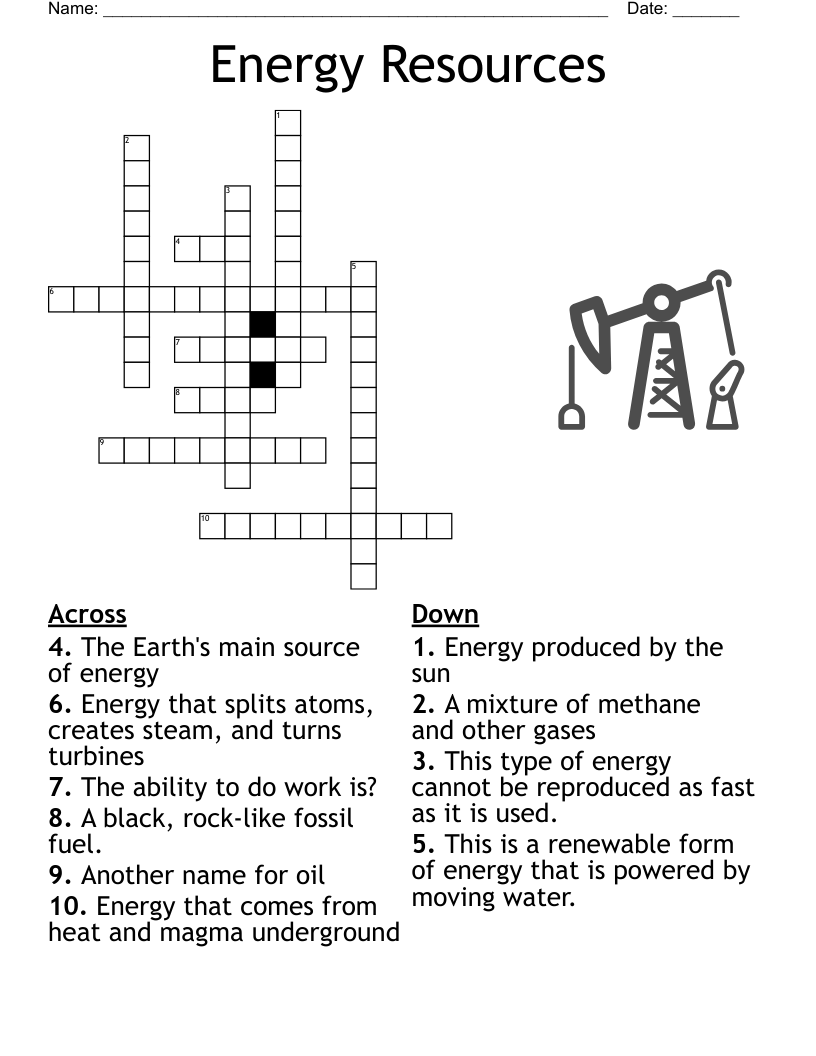 Energy Resources Crossword WordMint Energy Resources Crossword WordMint