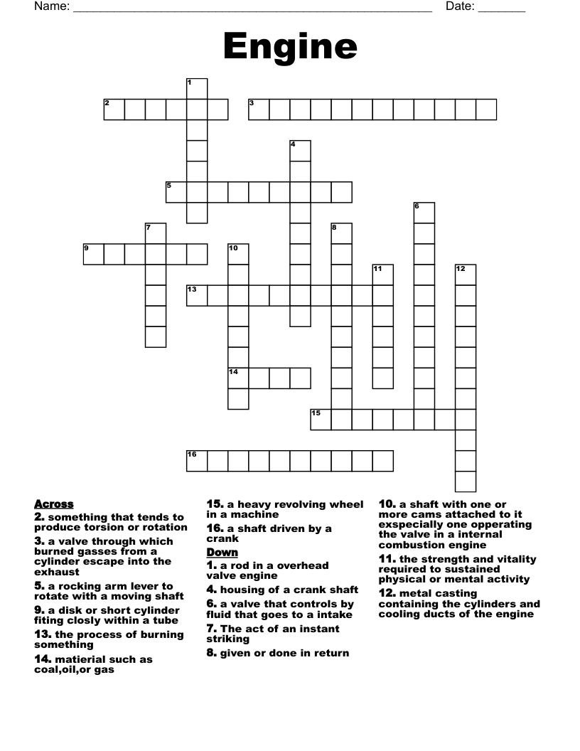 Engine Crossword WordMint