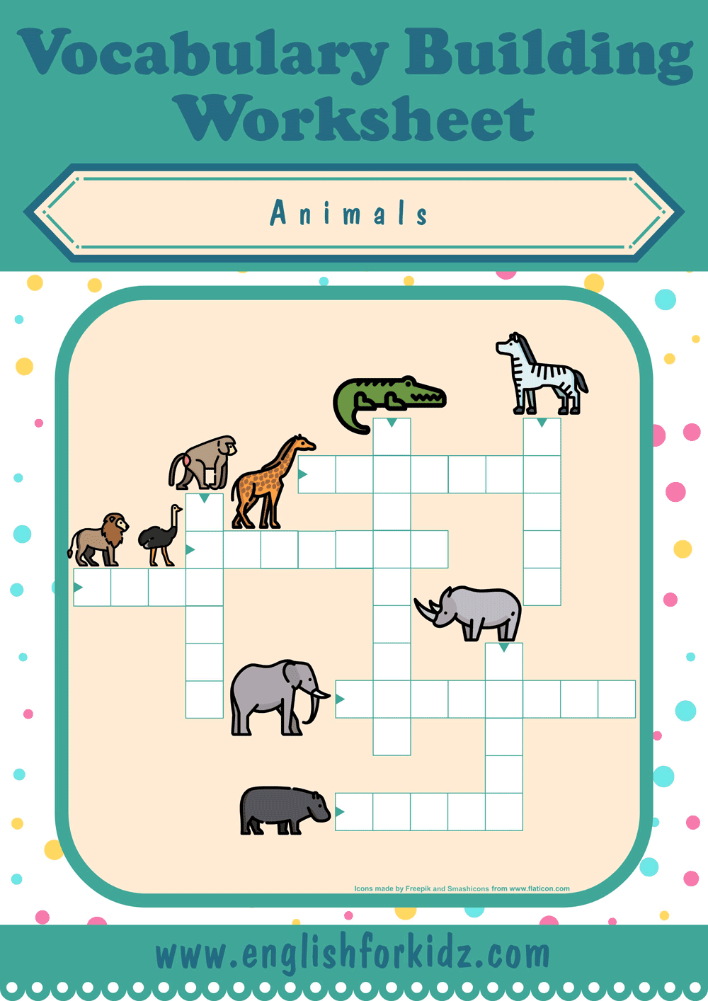 English For Kids Step By Step Animals Crossword Puzzles