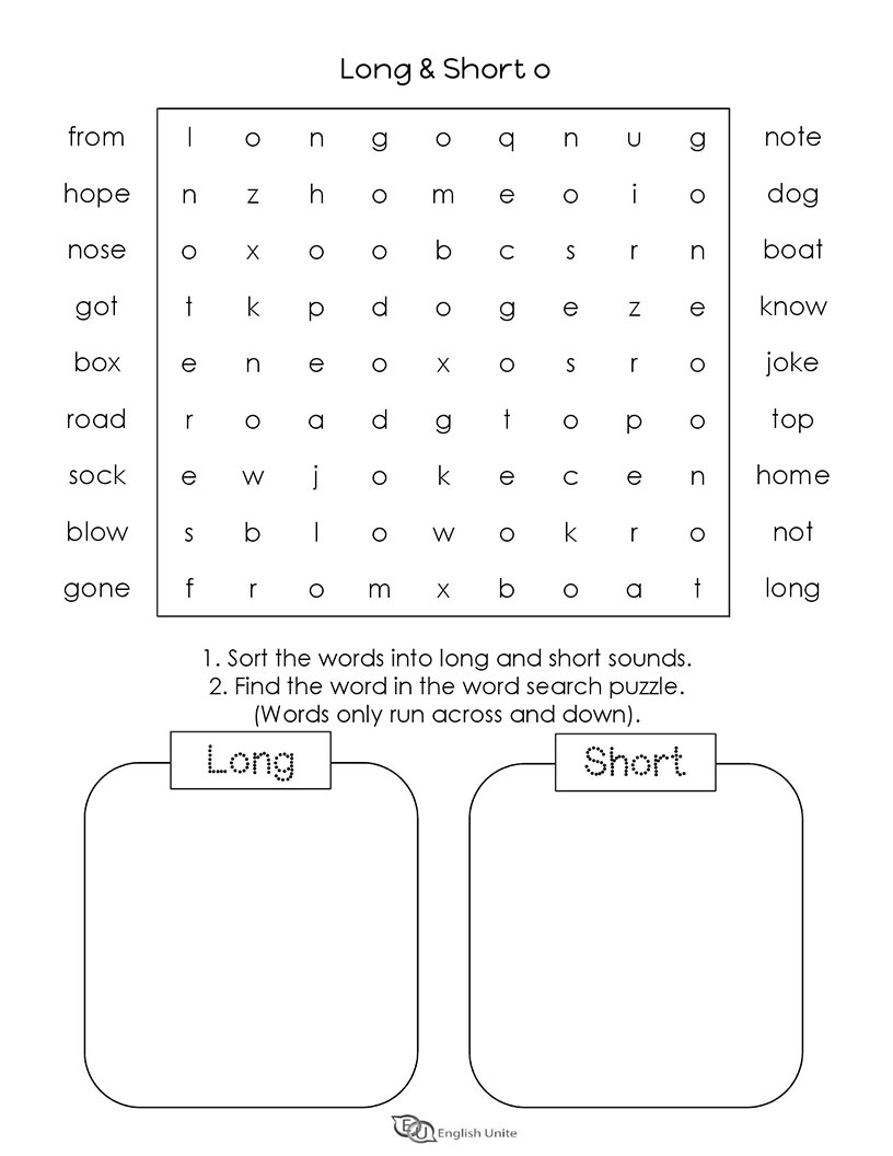 English Unite Long And Short Vowels o Word Search Puzzle 4