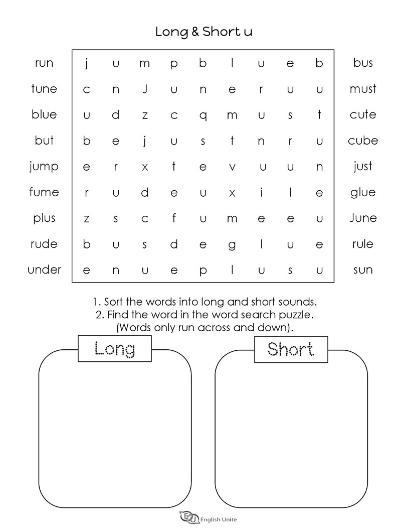 English Unite Long And Short Vowels u Word Search Puzzle 5 English Unite Long And Short Vowels u Word Search Puzzle 5