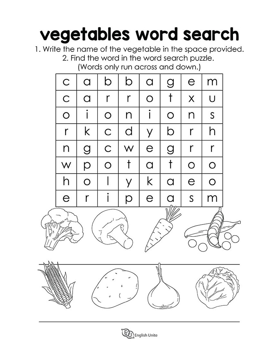 English Unite Vegetables Word Search Puzzle English Unite Vegetables Word Search Puzzle