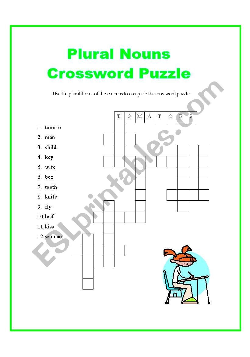 Noun Crossword Puzzle Worksheet