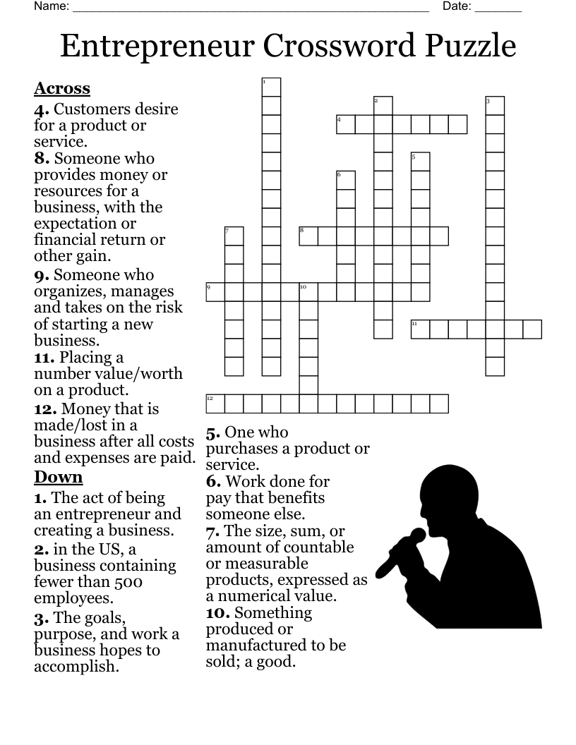 Entrepreneur Crossword Puzzle WordMint