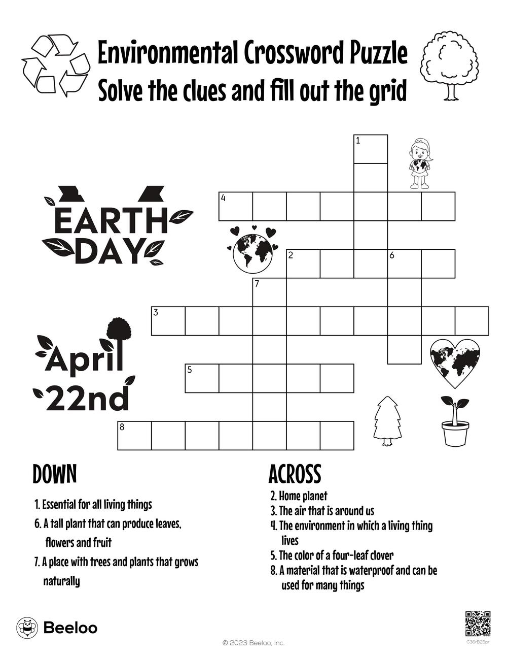 Environmental Crossword Puzzle Beeloo Printable Crafts And Activities For Kids