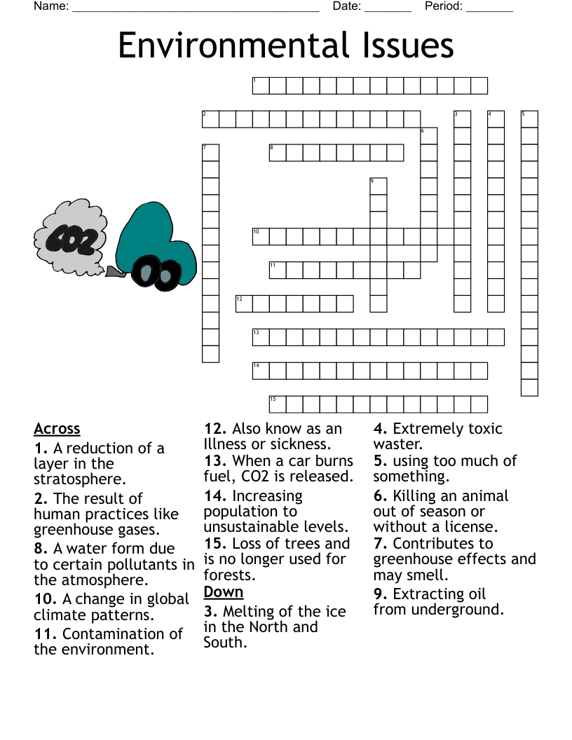 Environmental Issues Crossword WordMint