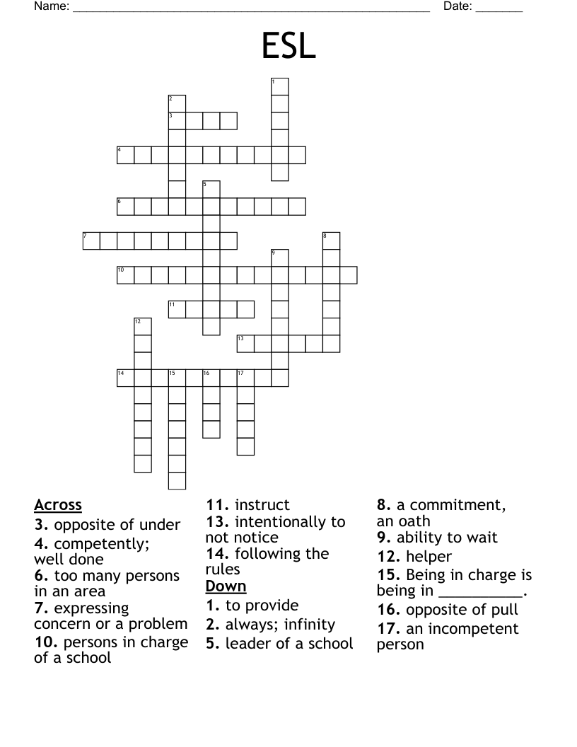 ESL Crossword WordMint